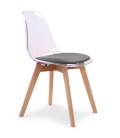 Chaise scandinave en bois et assise plexiglas - Lot de 2 - 