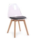 Chaise scandinave en bois et assise plexiglas - Lot de 2 - 