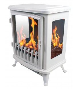 Foyer cheminée électrique blanche flamme 3D Fire GLass