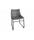 Chaise métal noir et tissu effet lin taupe ou gris - Lot de 2 - 