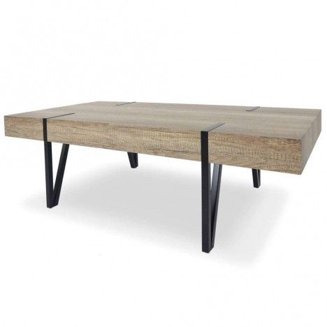 Table basse en bois effet brut et pieds métal Hera - 