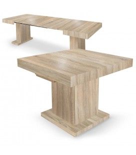 Table extensible rallonges intégrées bois chêne clair Muse
