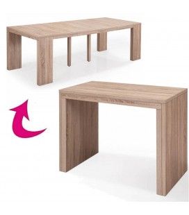 Table console extensible à rallonges en bois chene clair Sabine