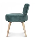 Petit fauteuil chaise velours vert et pieds bois clair Lilie - 