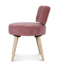 Petit fauteuil chaise velours rose et pieds bois clair Lilie - 