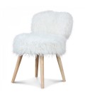 Chaise fauteuil cocooning blanc ultra doux fourrure Lilie