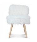 Chaise fauteuil cocooning blanc ultra doux fourrure Lilie - 