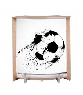 Comptoir meuble bar déco ballon foot bois clair noir ou blanc - 