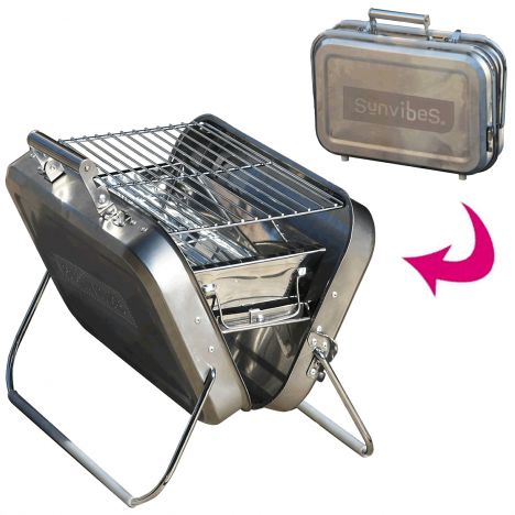 Barbecue pliable Valise en inox petit modèle Sunvibes - 