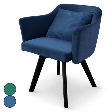 Chaise fauteuil en velours bleu ou vert Dantes - 