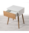 Chevet scandinave avec tiroir blanc et bois clair Helsinki - 
