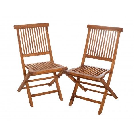 Lot de 2 chaises de jardin en teck pliantes Besuki - 