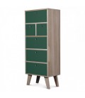 Meuble scandinave vert colonne de rangement en bois 6 tiroirs Boreal - 