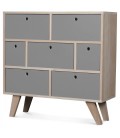 Commode style scandinave grise en bois 7 tiroirs Boreal - 