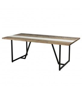 Table à manger bois massif et métal noir 200cm Mare