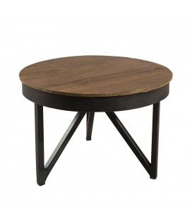 Petite table basse bois et métal noir 50 cm SULA
