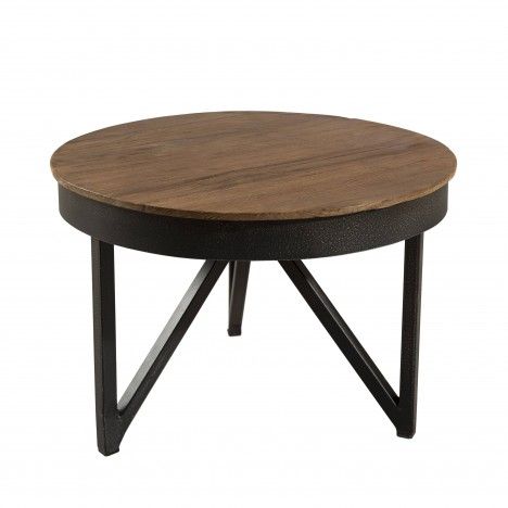 Table basse ronde d'appoint 50 x 50 cm bois et métal gamme SIXTINE - 