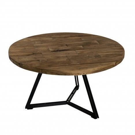 Table basse ronde pieds noirs 75 x 75 cm gamme SIXTINE - 