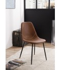 Chaise marron style industriel en cuir vintage Juno - Lot de 2