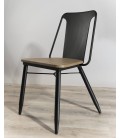 Chaise en bois massif acacia et métal noir Pruna - Lot de 2
