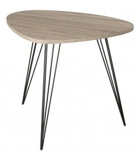 Mini table bois clair et métal noir MANADO