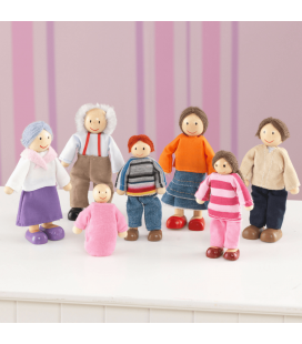 Famille de 7 mini poupées en bois pour maison Kidkraft