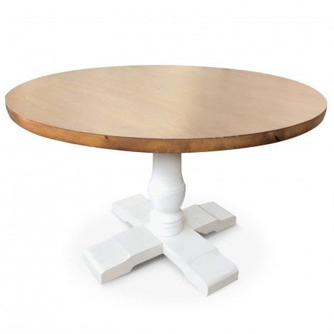 Table ronde en bois clair et blanc diam 120 cm Alabama - 