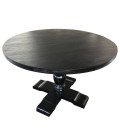 Table ronde noire en bois et pied blanc Alabama - 