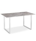 Table en bois effet marbre clair et pieds blancs Solna - 
