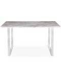 Table en bois effet marbre clair et pieds blancs Solna - 