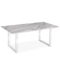 Table basse en bois effet marbre clair et pieds blancs Solna - 