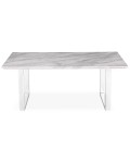 Table basse en bois effet marbre clair et pieds blancs Solna - 
