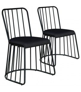 Chaise noire en métal et tissu noir Vindo - Lot de 2