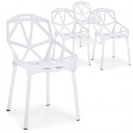 Chaise design Blanche Spider - Lot de 4 - 