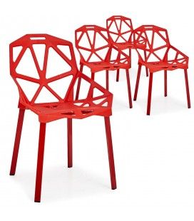 Chaise design Rouge Spider - Lot de 4 - 