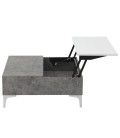 Table basse relevable gris béton et blanc Skara - 