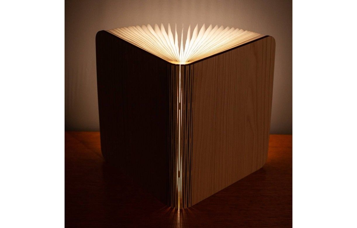 Lampe à poser livre led couverture en bois LIVRE