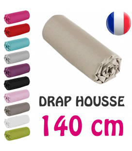 Drap housse lit double 140x190 cm 100% coton - 11 coloris