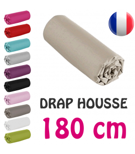 Drap housse lit double 180x200 cm 100% coton - 11 coloris