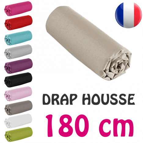 Drap housse lit simple 180x200 cm 100% coton - 11 coloris