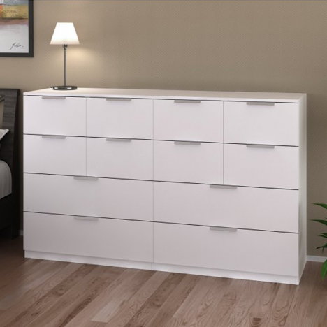 Commode deluxe blanche 12 tiroirs 160 cm Moja
