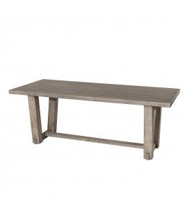 Table extérieur en bois massif clair rectangle moderne