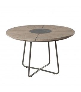 Table ronde extérieur bois massif clair et acier