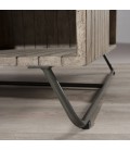 Grande table basse extérieur bois clair brut et pied métal
