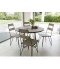 Ensemble table ronde en bois et métal avec 4 chaises extérieur