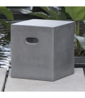 Tabouret pouf cube de jardin gris effet béton