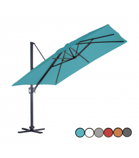 Grand parasol déporté 3m en métal et toile rotation 360° 