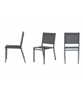 Table et chaises empilables de jardin aluminium gris clair