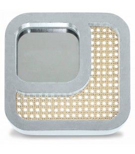 Miroir carré avec design effet rotin blanc HANOI