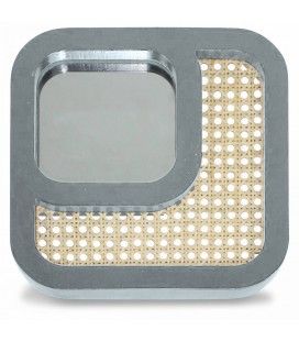 Miroir carré effet rotin et contour gris HANOI